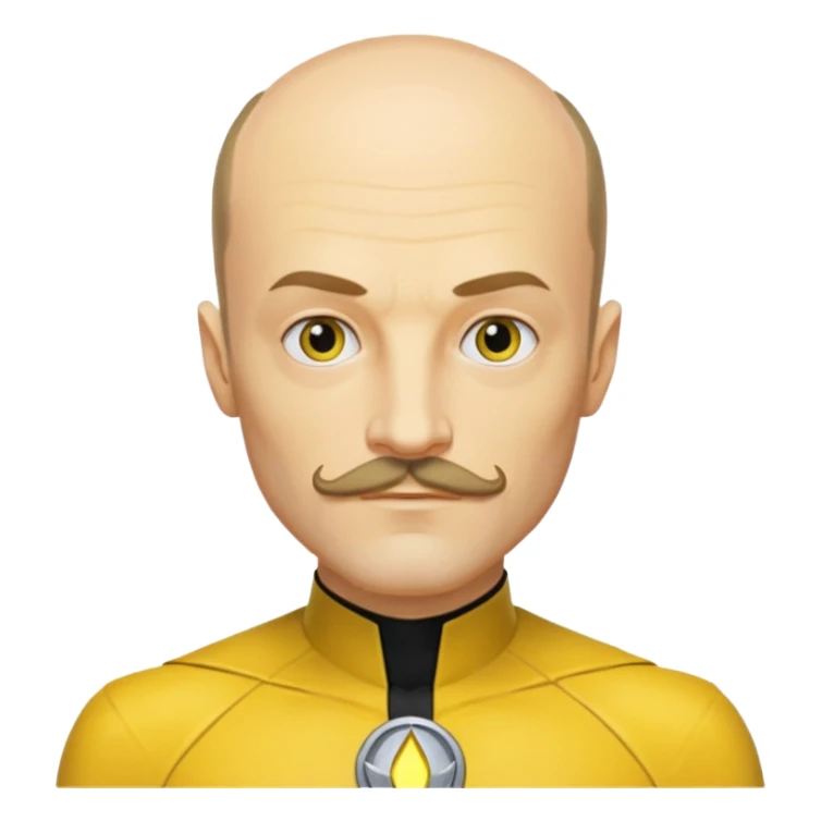 dc sinestro yellow outfit with mustache and balding head sticker