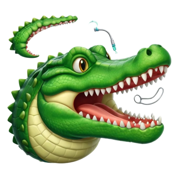 an alligator opening its mouth in a dentist's office sticker
