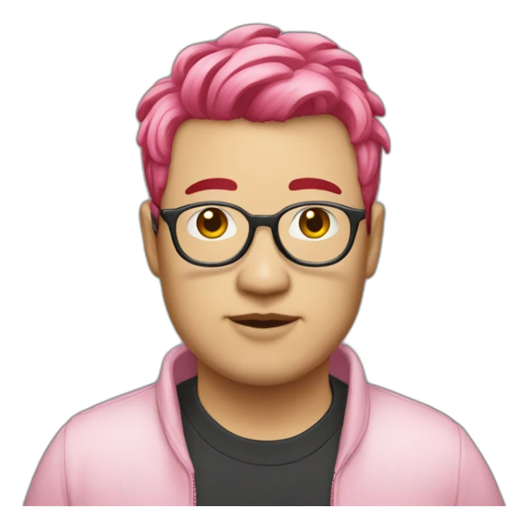 pinkhair-fat-japanese-man-redspectacle sticker