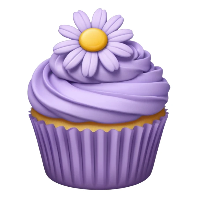 Vanilla cupcake with lavender daisy shaped frosting  sticker
