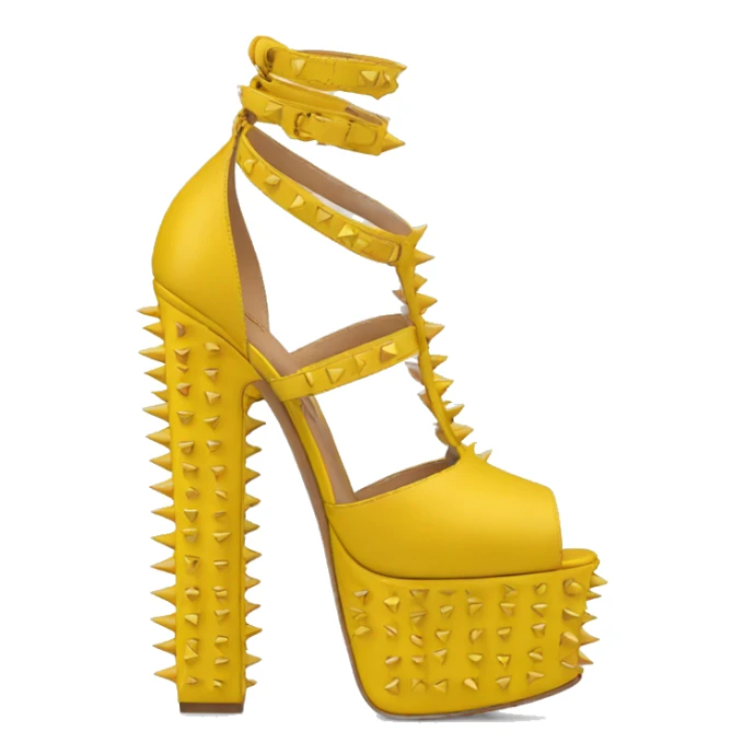 VALENTINO Tan-go PLATFORM yellow spikes sticker