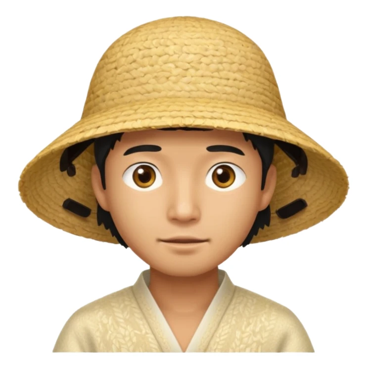 Asian guy with a rice hat, eyes barely open sticker