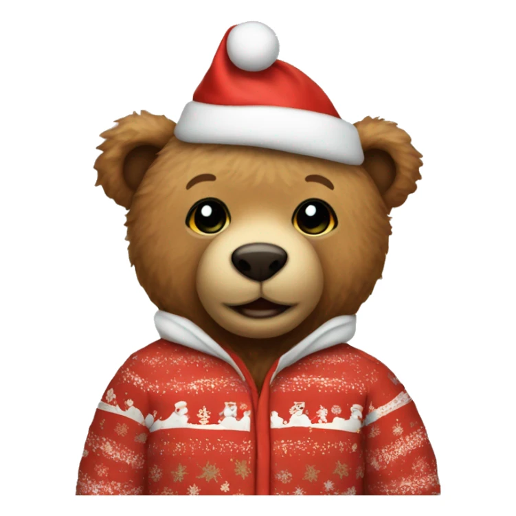 A teddy bear wearing a Christmas onesie  sticker
