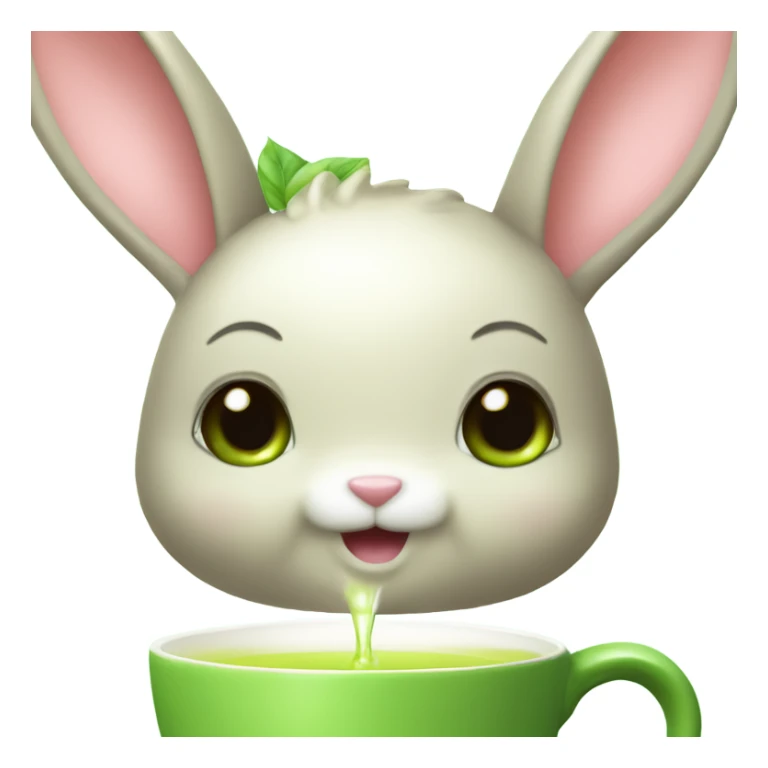 kawaii cutie bunny trinking green tea sticker