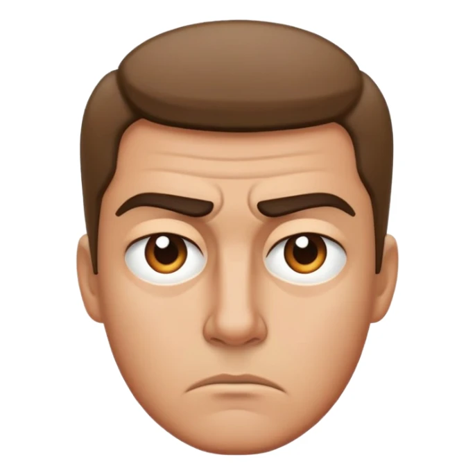 stern serious face with furrowed brow sticker