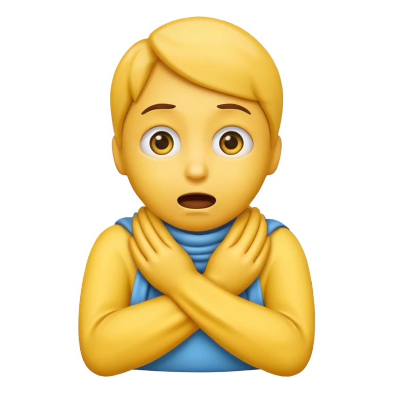 Emoji having hands wrapped around their neck and their eyes looking up  sticker