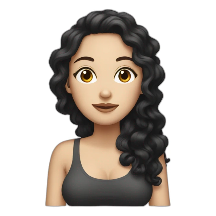 pregnant white woman with black curly long hair sticker