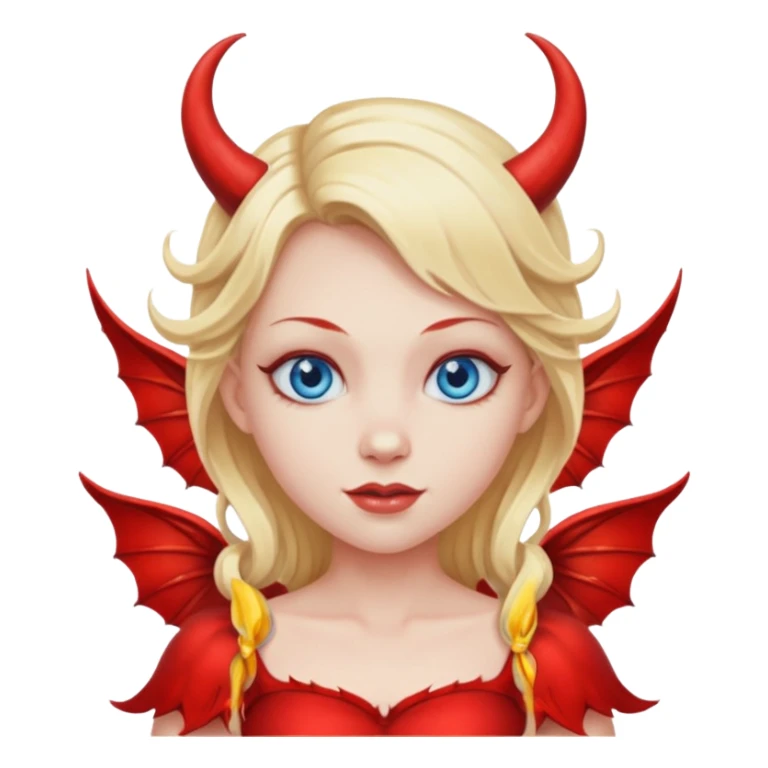 Pretty Long blonde hair, blue eyes, devil fairy with big wings sticker