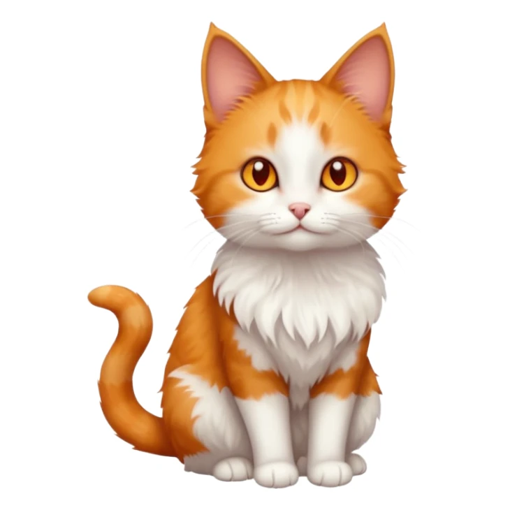 full body of tiny + skinny ginger and white cat with deep orange eyes sticker
