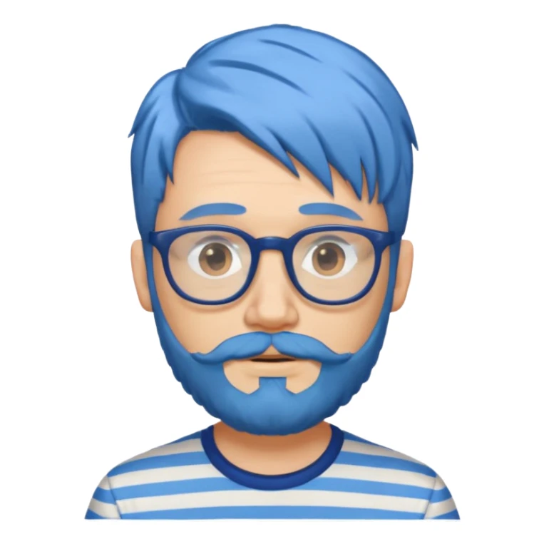 blue hair glasses man with beard and striped shirt sticker