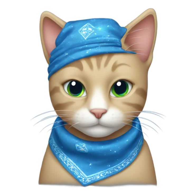 Sparkle blue cat with blue bandana sticker