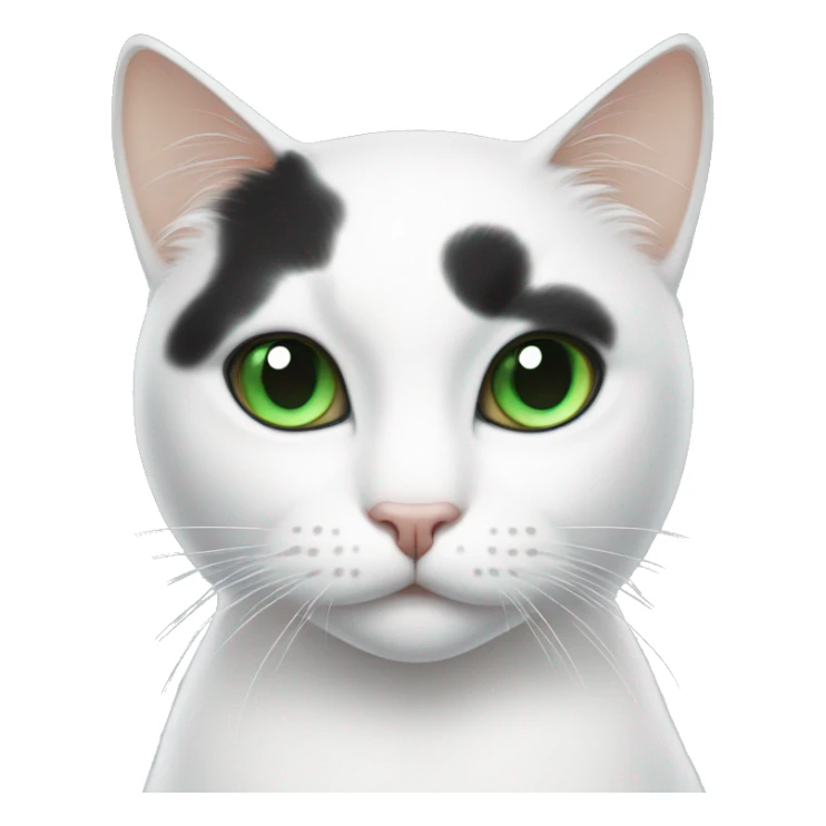 white cat with green eyes and Black spot on the head sticker