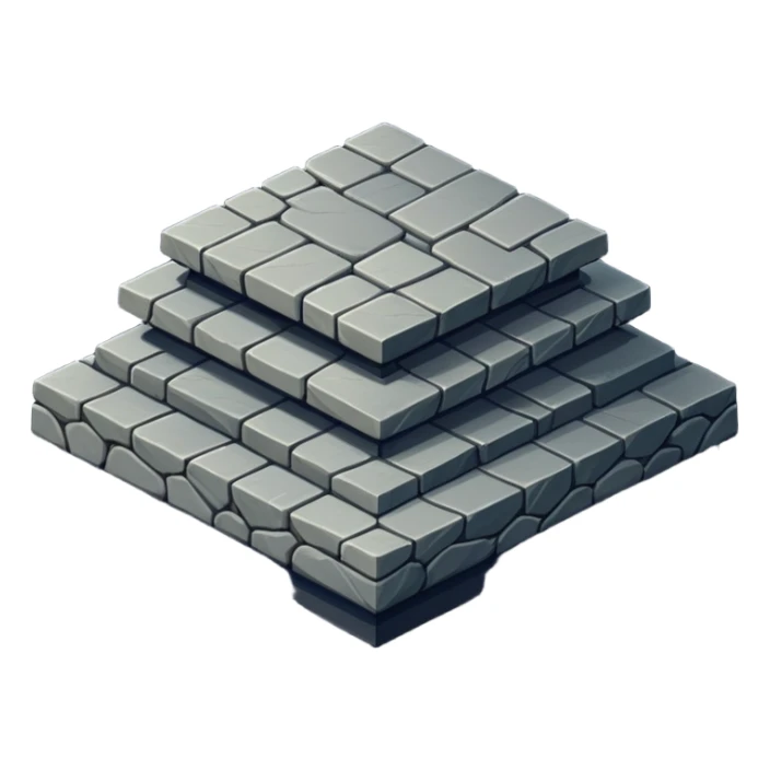generate realistic detailed stone patform isometric view dark color sticker