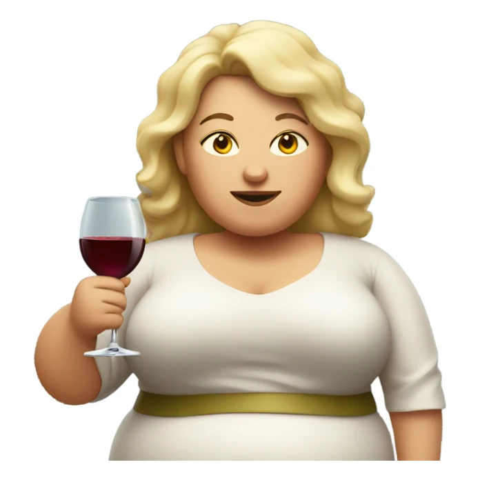 fat woman with a glass of wine sticker