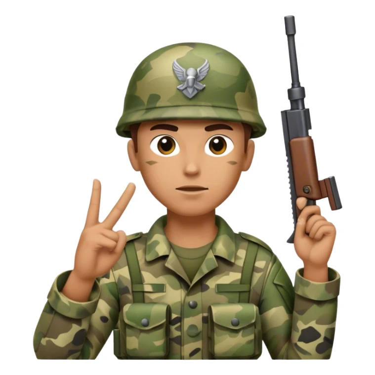 enthusiastic soldier with weapon raised up in his hand sticker