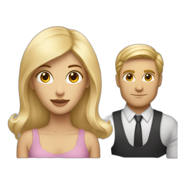 Femme blonde avec un homme metisse  sticker