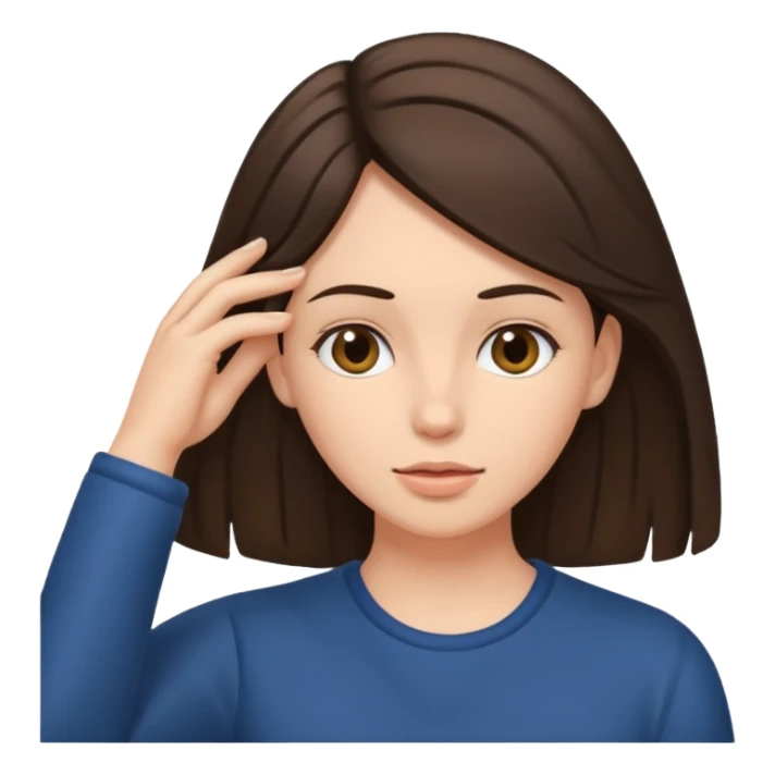 brunette tucking hair behind ear sticker