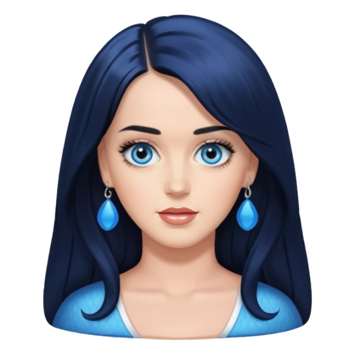Katy Perry with blue eyes, black long hair sticker