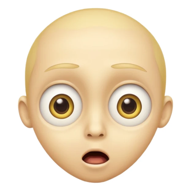 surprised face emoji, yellow face, shocked expression, big eyes, small open mouth, no text sticker