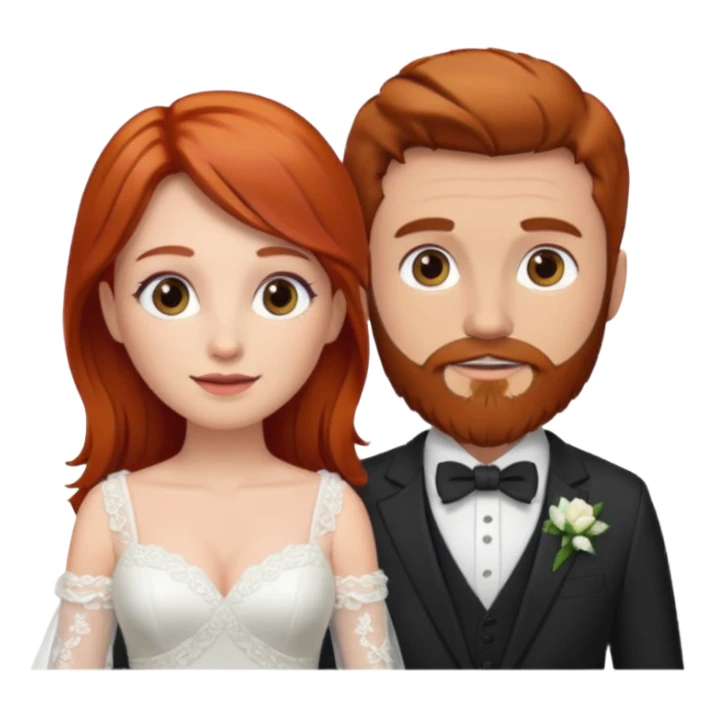 Red hair bride and brown hair groom with beard sticker