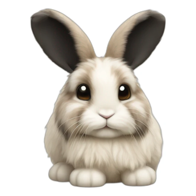 Fuzzy lop bunny with beige and black patches on the ears and back. sticker
