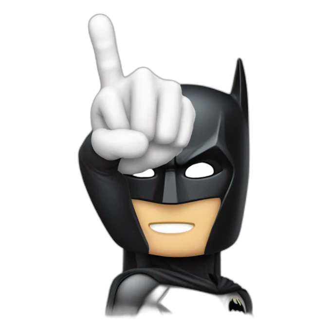 batman showing finger next to idex finger sticker
