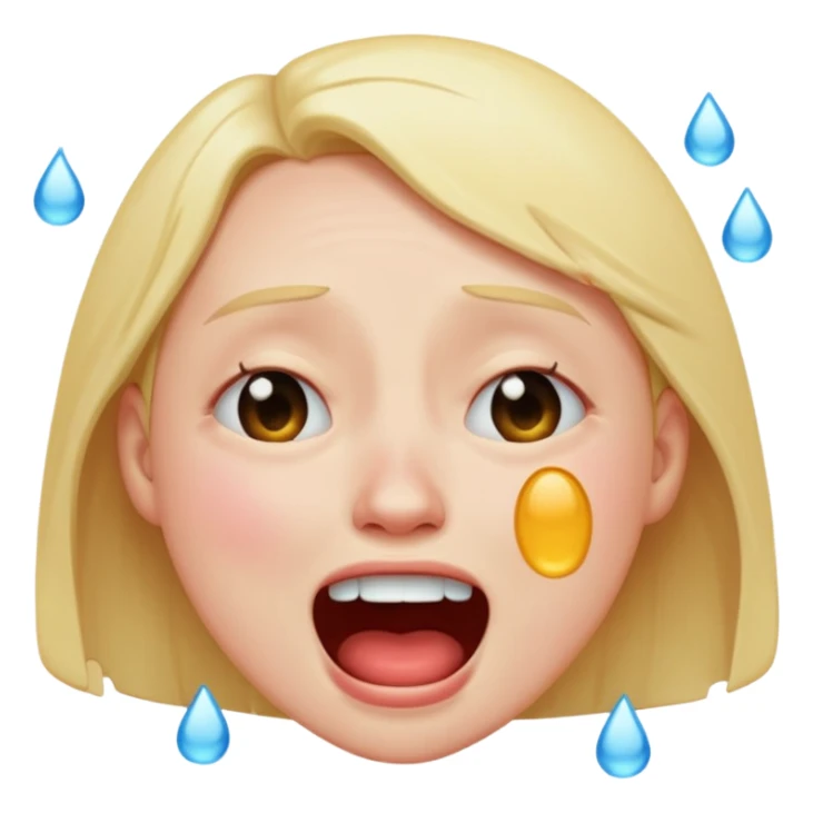 crying laughing emoji, over-the-top expression, huge tears, tilted head sticker