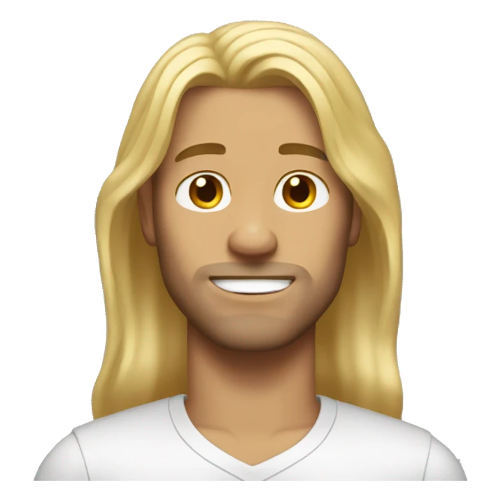 man with long blonde hair and no rizz sticker