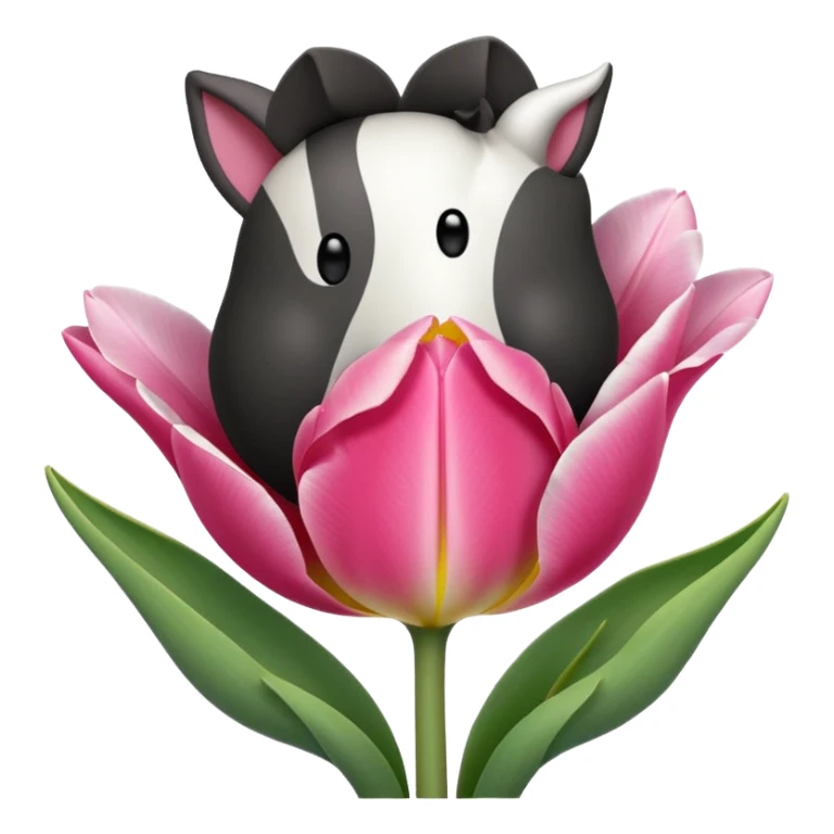 Oveja con un tulipán de color rosa sticker