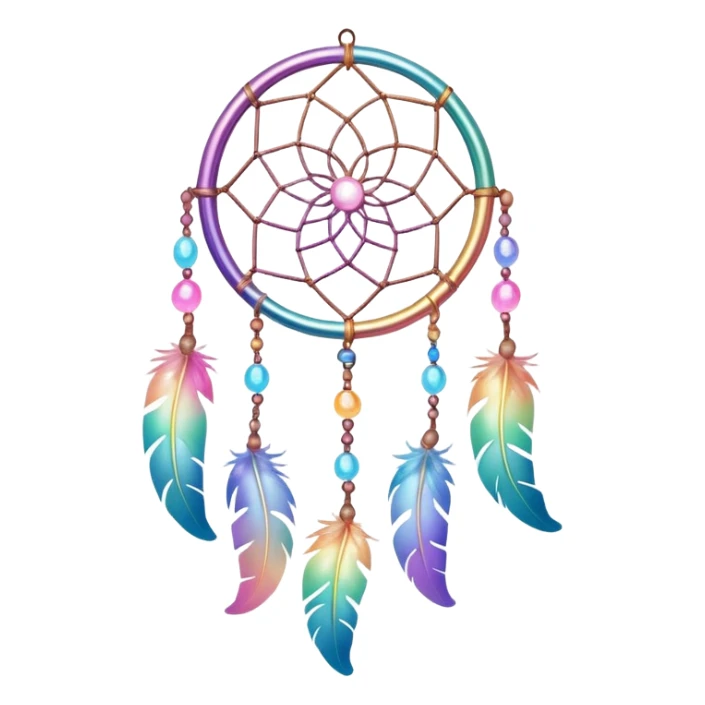 Iridescent pastel rainbow colorful transparent bright light luminescent dream-catcher  sticker