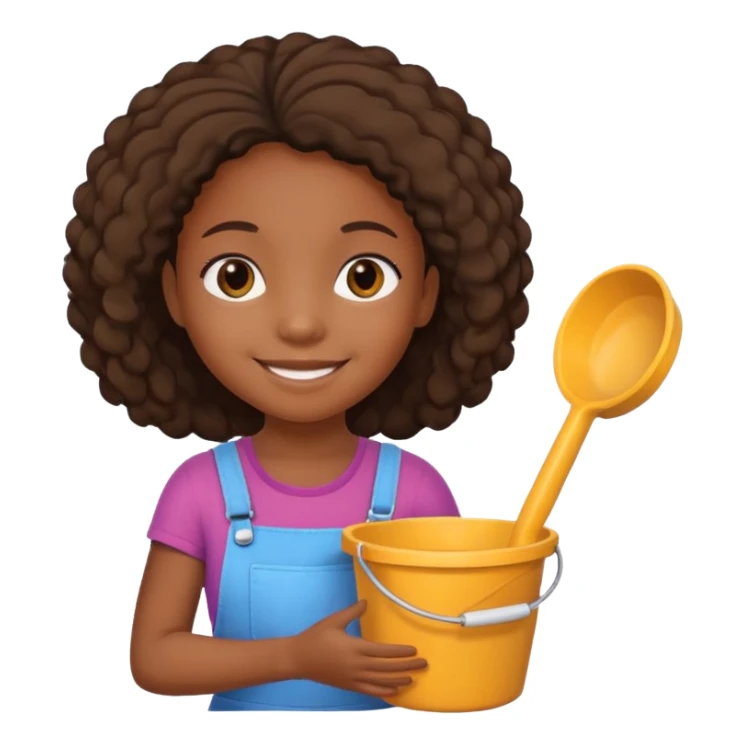 black kid girl with toy sand bucket sticker