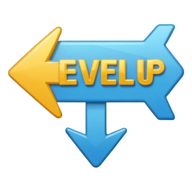 A sticker saying level up with up arrow more a simple soft vibe blue sticker