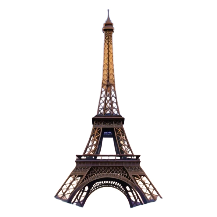 Cinematic Realistic Eiffel Tower Landmark Emoji, featuring the iron lattice structure illuminated against a twilight Parisian sky sticker