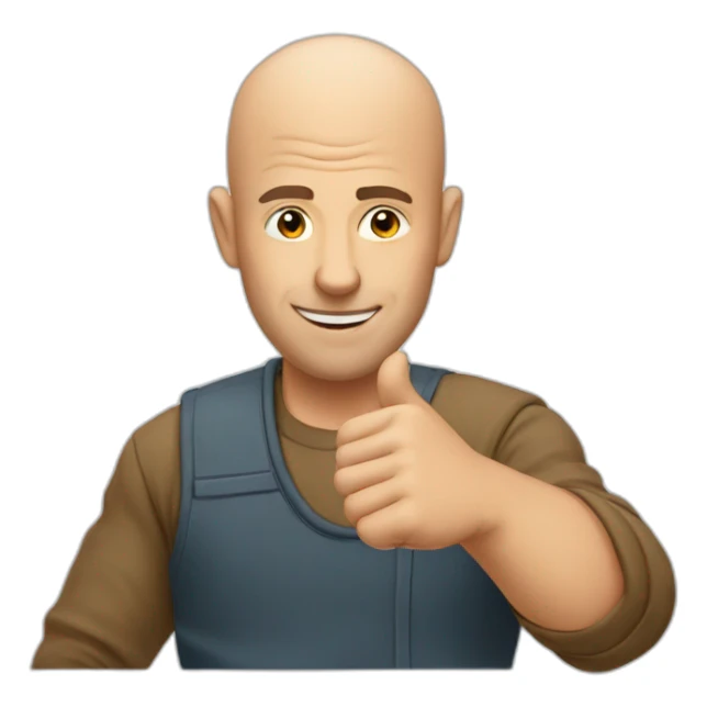 Bald guy pointing right with his thumb smirking sticker
