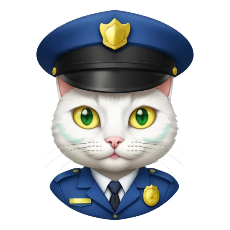 white cat police, yellow and green eyes sticker
