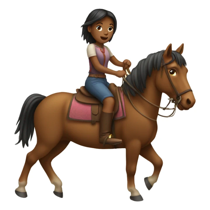 Girl who is riding on a Horse with a wood Stick  sticker