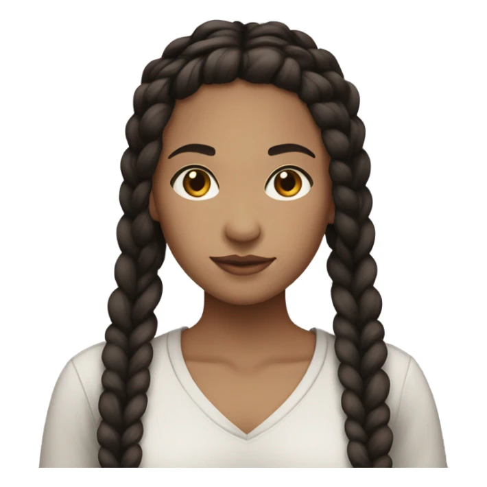 thick braid, black hair, white skin, brown eye, woman sticker