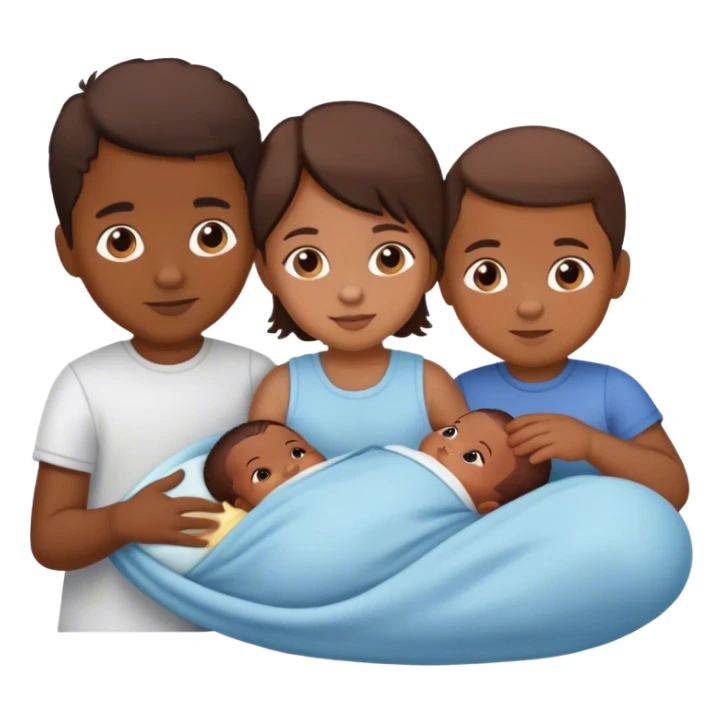 Three siblings with brown skin ages 3, 1.5, and newborn sticker