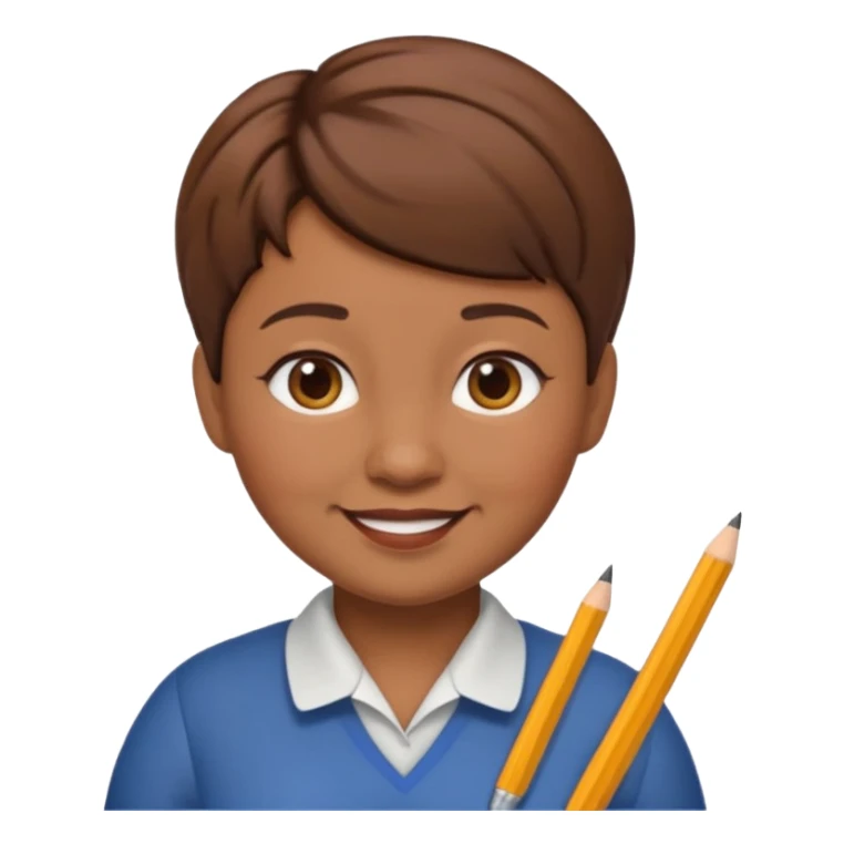 classic teacher emoji but fatter and with a brown pixie cut sticker