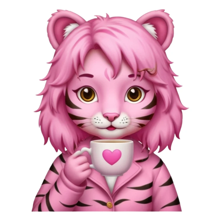 An pink girl tiger with pink tea  sticker