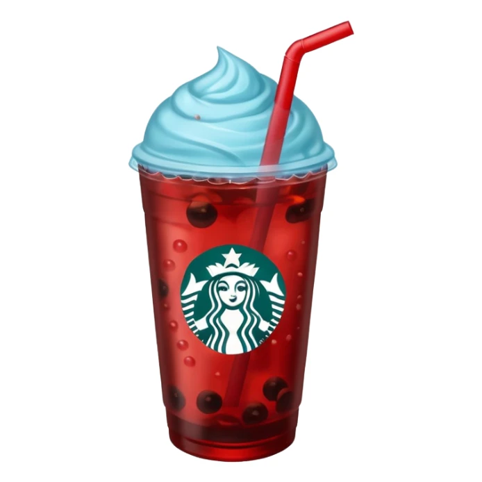 Tealish-blue Starbucks refresher with red boba sticker
