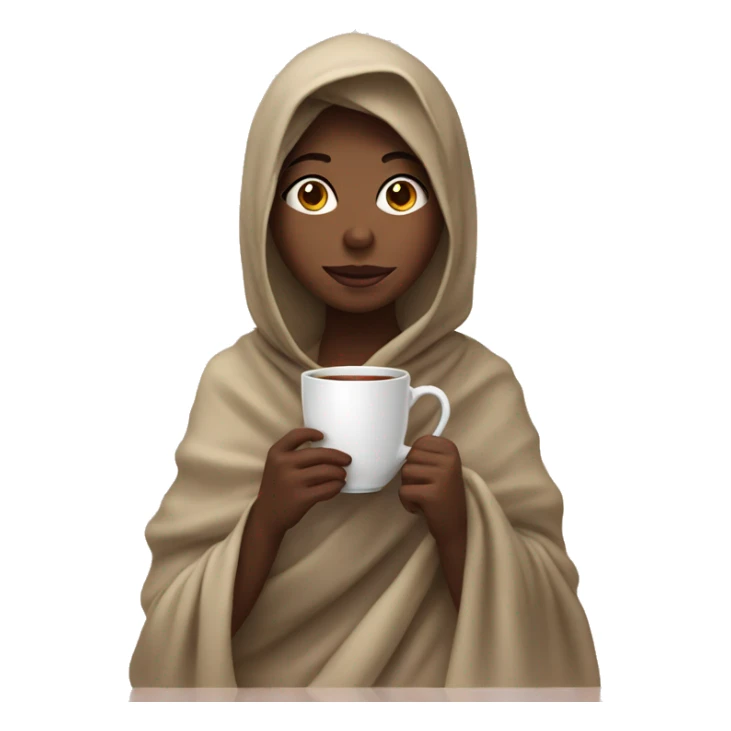 girl wrapped in blanket drinking tea sticker