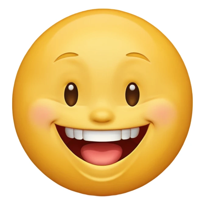 Emoji, yellow round laughing tilted head face sticker
