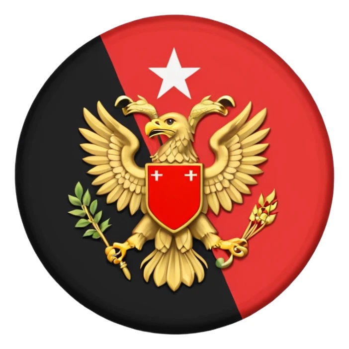 Flag emoji of 1992 dardania flag woth blue background red circle and eagle on circle im this shape: 🏴 sticker