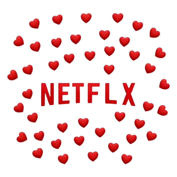 Netflix logo surrounded by little red hearts with suggestive and sensual attitude. sticker