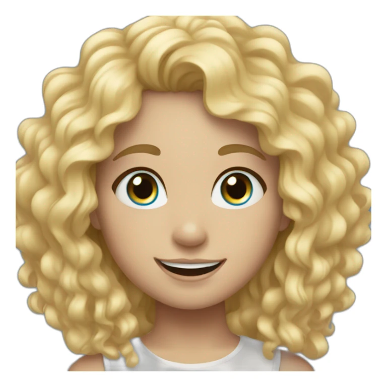 girl with curly blone hair, blue eyes, white teeth sticker