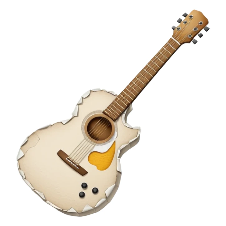 paper acoustic guitar with white paper tears & rips over it sticker