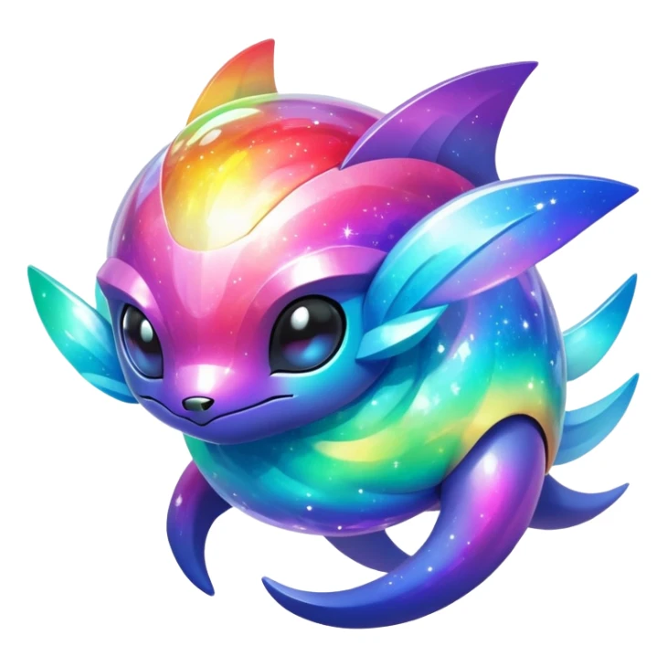  Shiny sparkly transparent exotic tropical iridescent colorful nebula rainbow gradients cyber-Protogen-Fakémon-Pokémon-Vernid-creature sticker