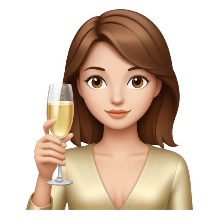 brown hair girl with champagne  sticker