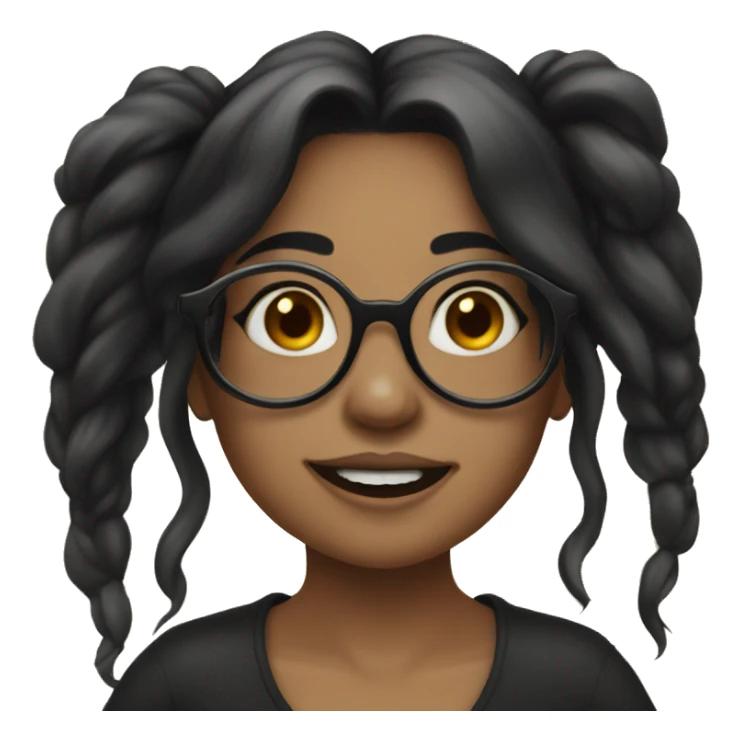 girl with glasses and black longhair and septum ring sticker